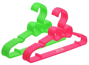 Kuber Industries Kids Mizano Plastic Non-Slip Clothes Hangers|Solod Color & Strong Plastic Material|Size 27 x 15 x1 CM, Pack of 10 (Green & Pink)