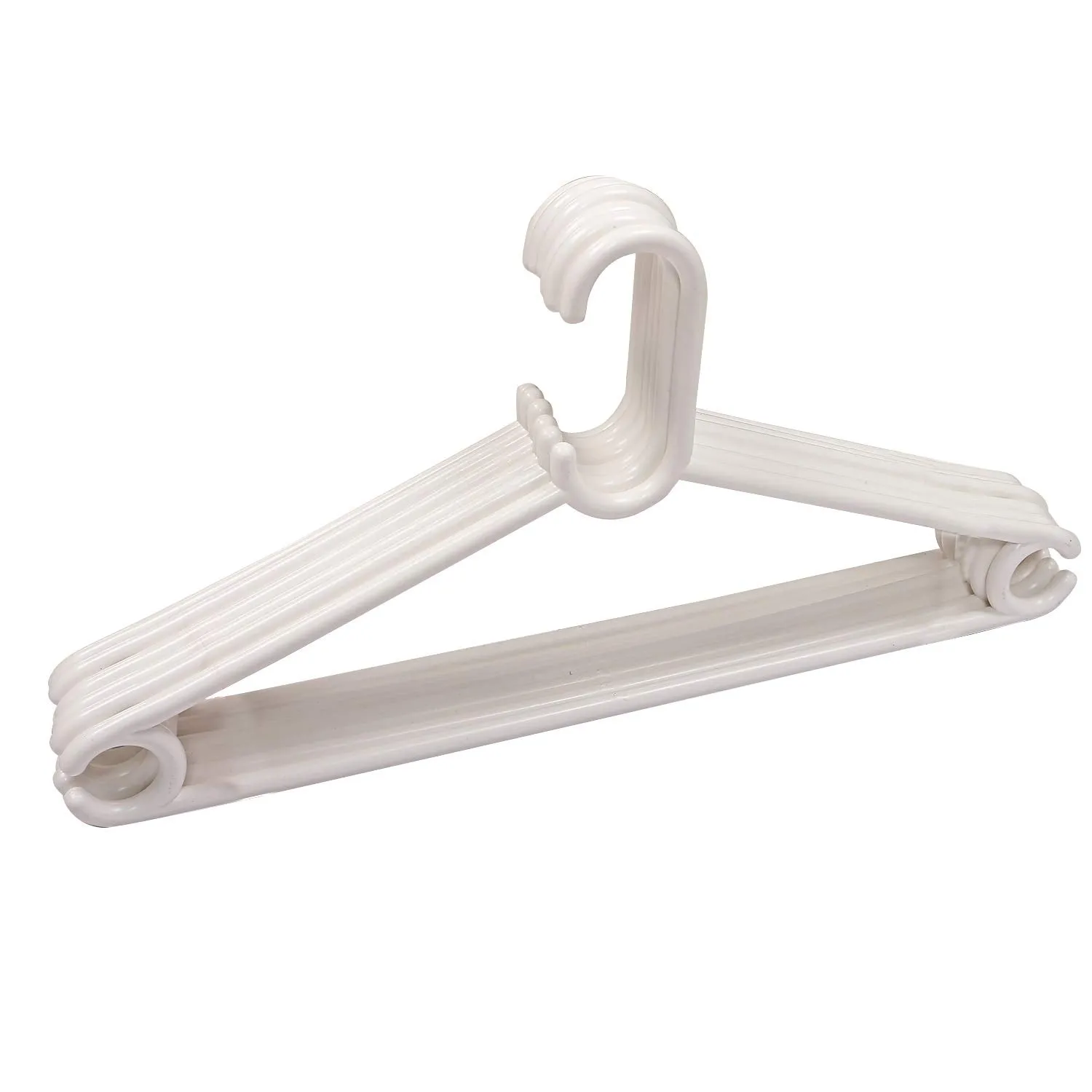 Kuber Industries Plastic 12 Pieces Hanger Set for Wardrobe (White),CTKTLUG627