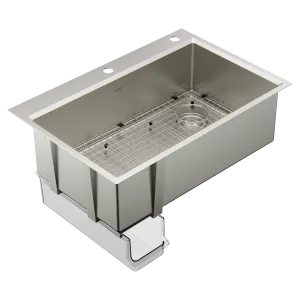 Luxe Chef™ 33” Workstation System Stainless Steel Dual Mount Single Bowl Sink