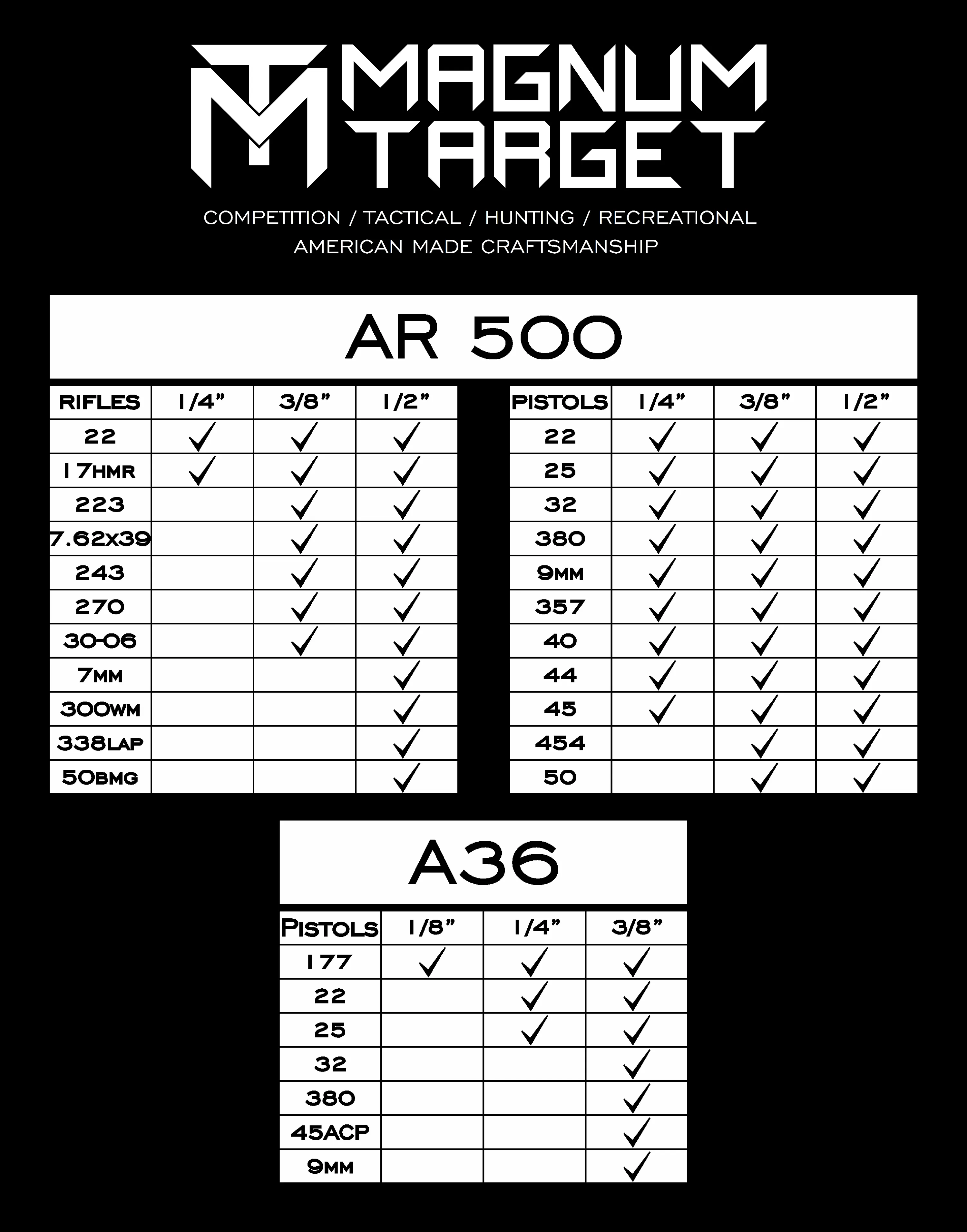 Magnum Target 8 in. AR500 Gong/Hanger Shooting Target - 3/8 Thk Pistol & Rifle Gong - 4pc. Steel Target Set - H84AR500