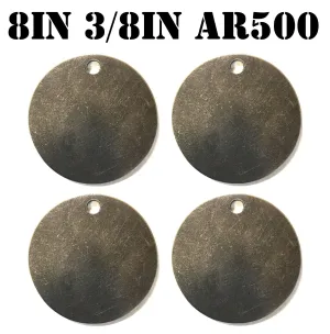 Magnum Target 8 in. AR500 Gong/Hanger Shooting Target - 3/8 Thk Pistol & Rifle Gong - 4pc. Steel Target Set - H84AR500