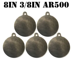 Magnum Target 8 in. AR500 Gong/Hanger Shooting Target - 3/8 Thk Pistol & Rifle Target - 5pc. Steel Target Set - H85EAR500