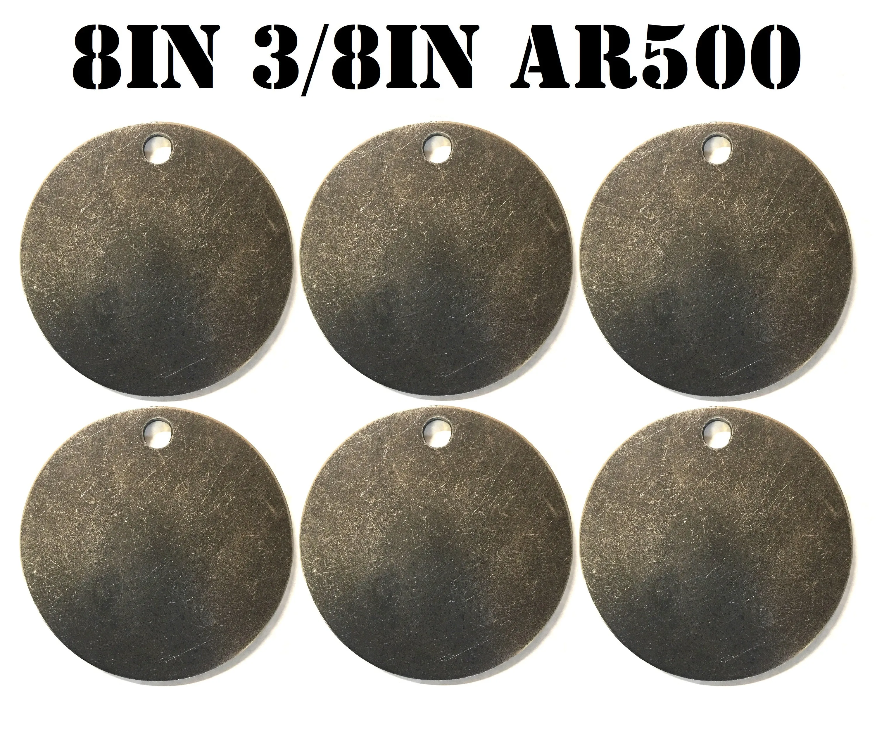 Magnum Target 8 in. AR500 Gong/Hanger Shooting Target - 3/8 Thk Pistol & Rifle Target - 6pc. Steel Target Set - H86AR500