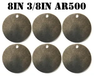 Magnum Target 8 in. AR500 Gong/Hanger Shooting Target - 3/8 Thk Pistol & Rifle Target - 6pc. Steel Target Set - H86AR500