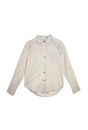 Mel Button Down Shirt - Oatmeal Stripe