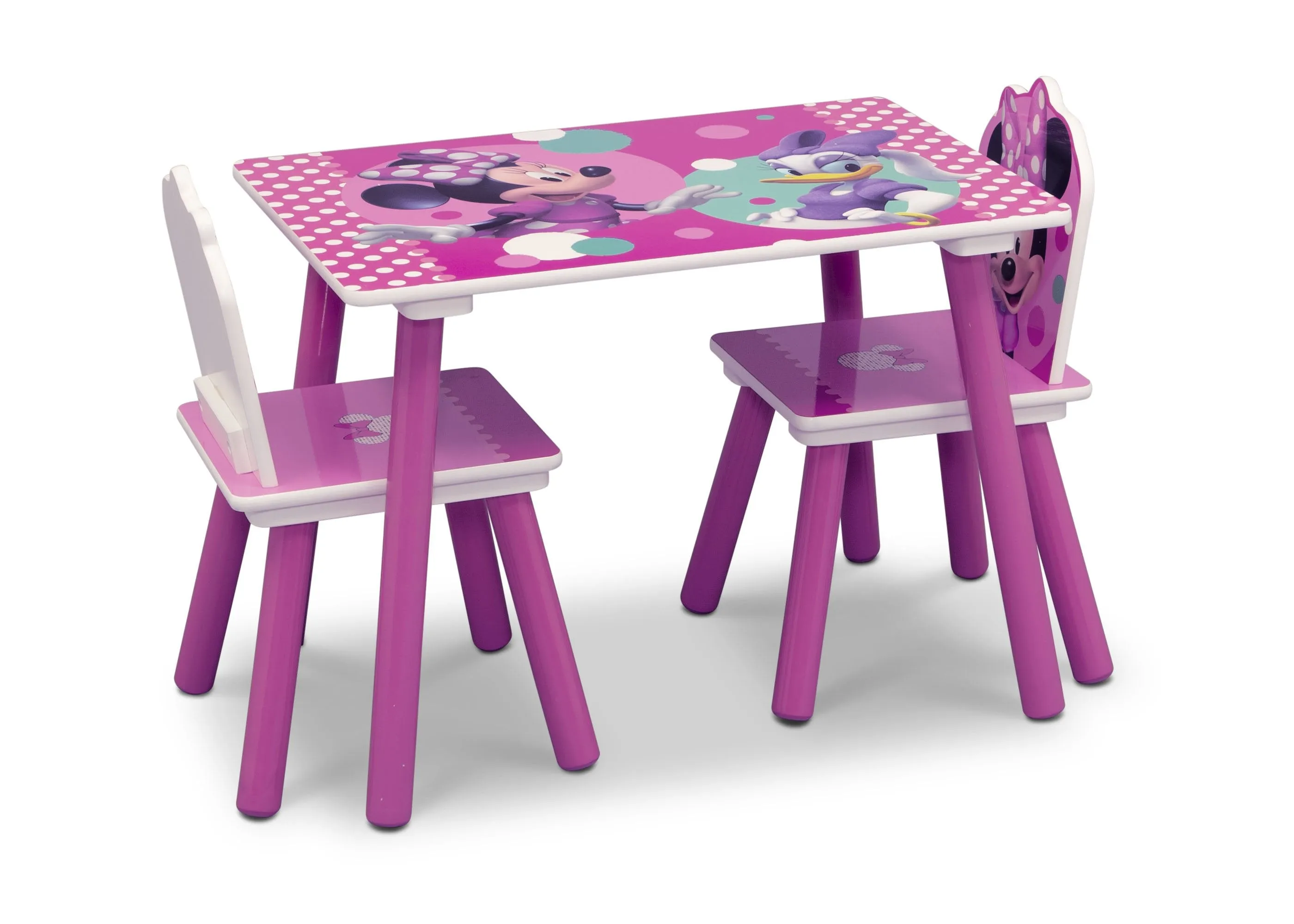 Minnie Mouse 4-Piece Playroom Solution – Set Includes Table and 2 Chairs and 6-Bin Toy Organizer