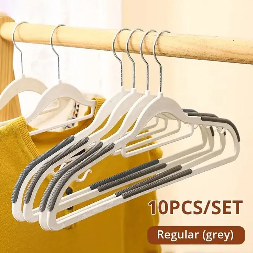 (NET) Anti Slip Anti-Crease Hanger With Clothes Drying & Storing Function 10 pcs