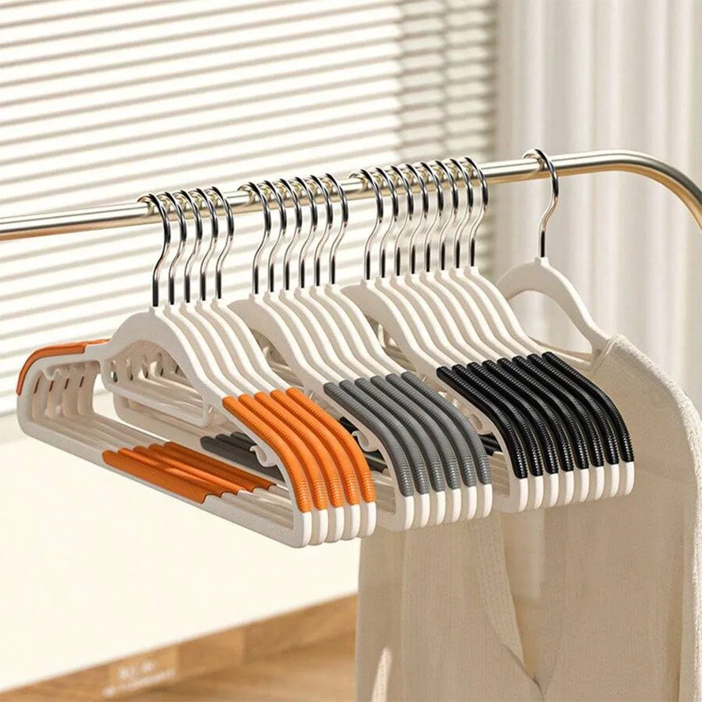 (NET) Anti Slip Anti-Crease Hanger With Clothes Drying & Storing Function 10 pcs