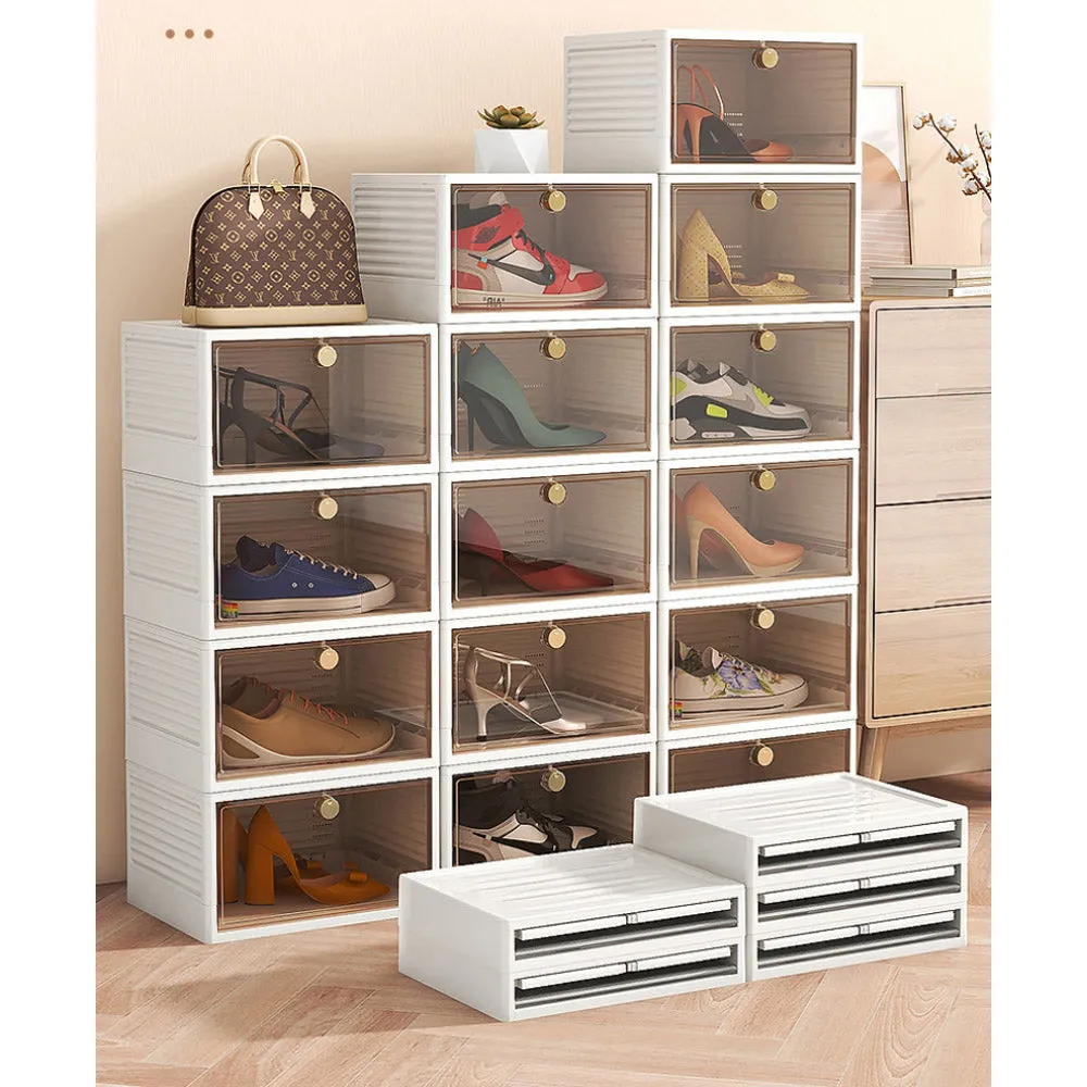 (Net) Transparent Shoe Box Dormitory Folding Storage Space-saving Assembly Shoe Box Rack Thickened Dustproof Stackable Shoe Cabinet