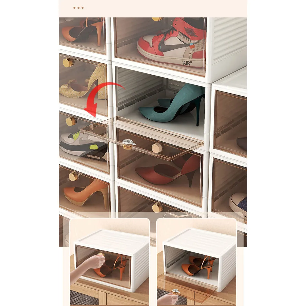 (Net) Transparent Shoe Box Dormitory Folding Storage Space-saving Assembly Shoe Box Rack Thickened Dustproof Stackable Shoe Cabinet