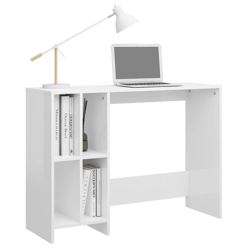 Notebook Desk High Gloss White 102.5x35x75 cm Engineered Wood