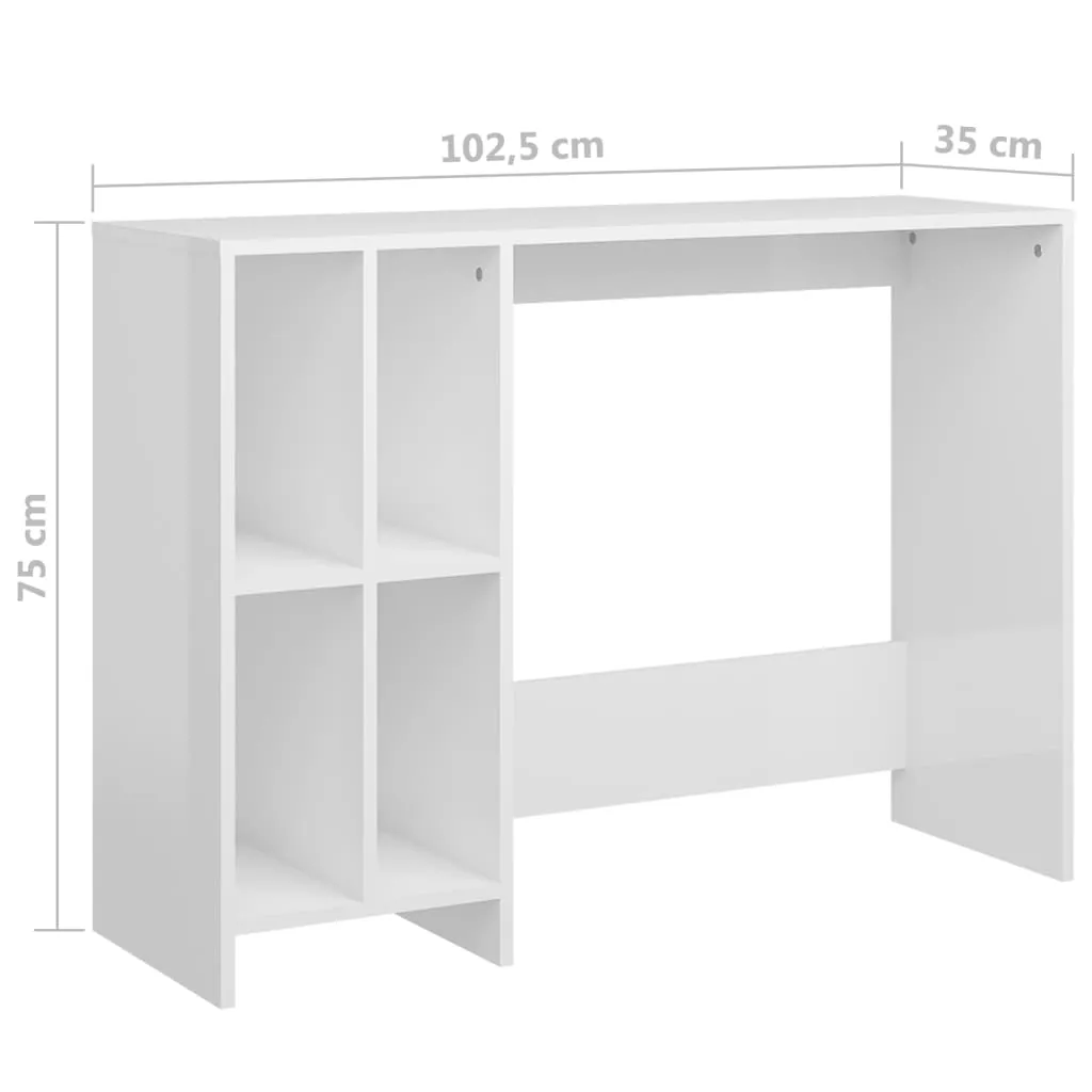 Notebook Desk High Gloss White 102.5x35x75 cm Engineered Wood