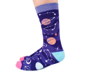 "Celestial" Cotton Crew Socks by Uptown Sox - Medium