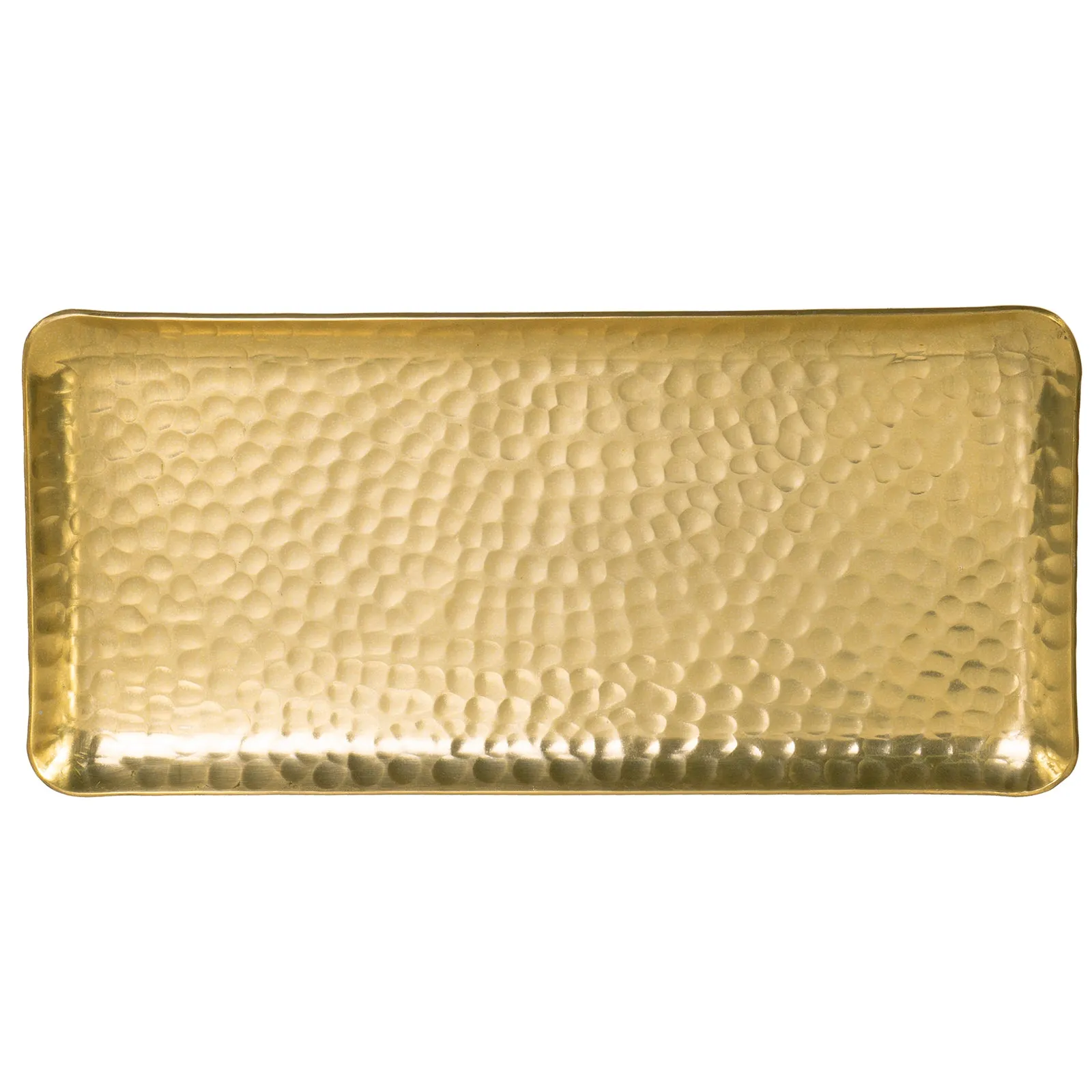 Red Co. Gilded Rectangle Hammered Platter, Decorative Bar/Vanity/Serving Tray — 11 Inches