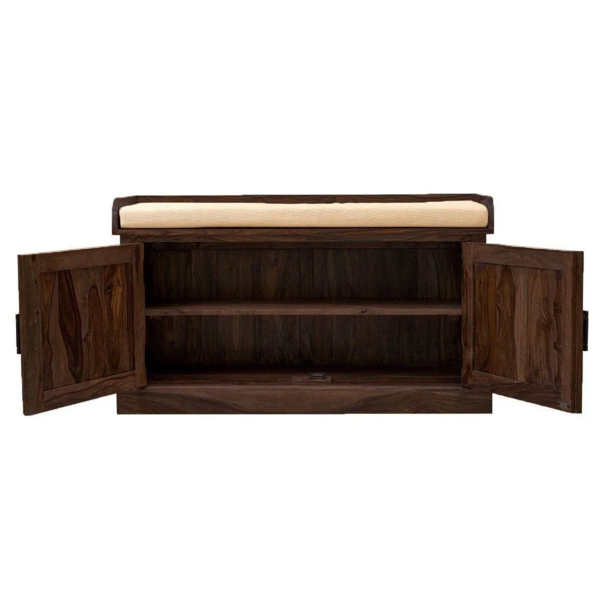 Sheesham Wood Hallway Storage Shoerack In Walnut Finish