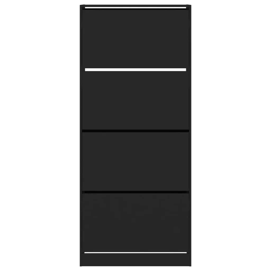 Shoe Cabinet with 4 Flip-Drawers Black 80x34x187.5 cm