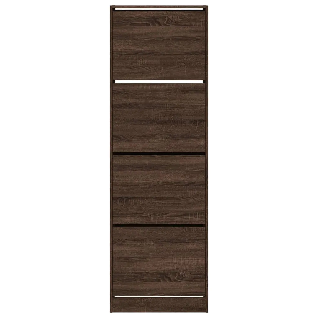 Shoe Cabinet with 4 Flip-Drawers Brown Oak 60x34x187.5 cm