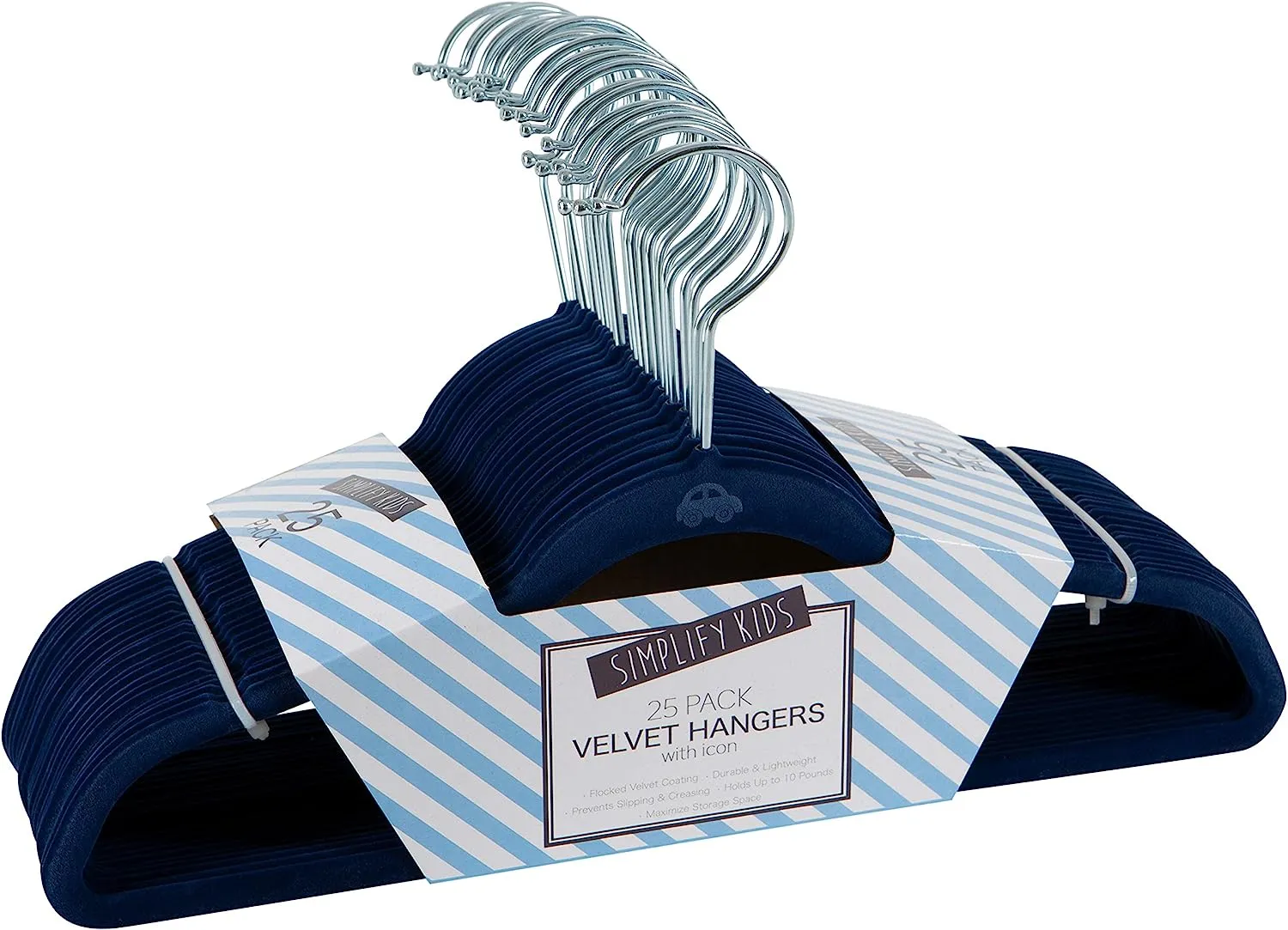 Simplify Navy Kids Velvet Hangers 25pc