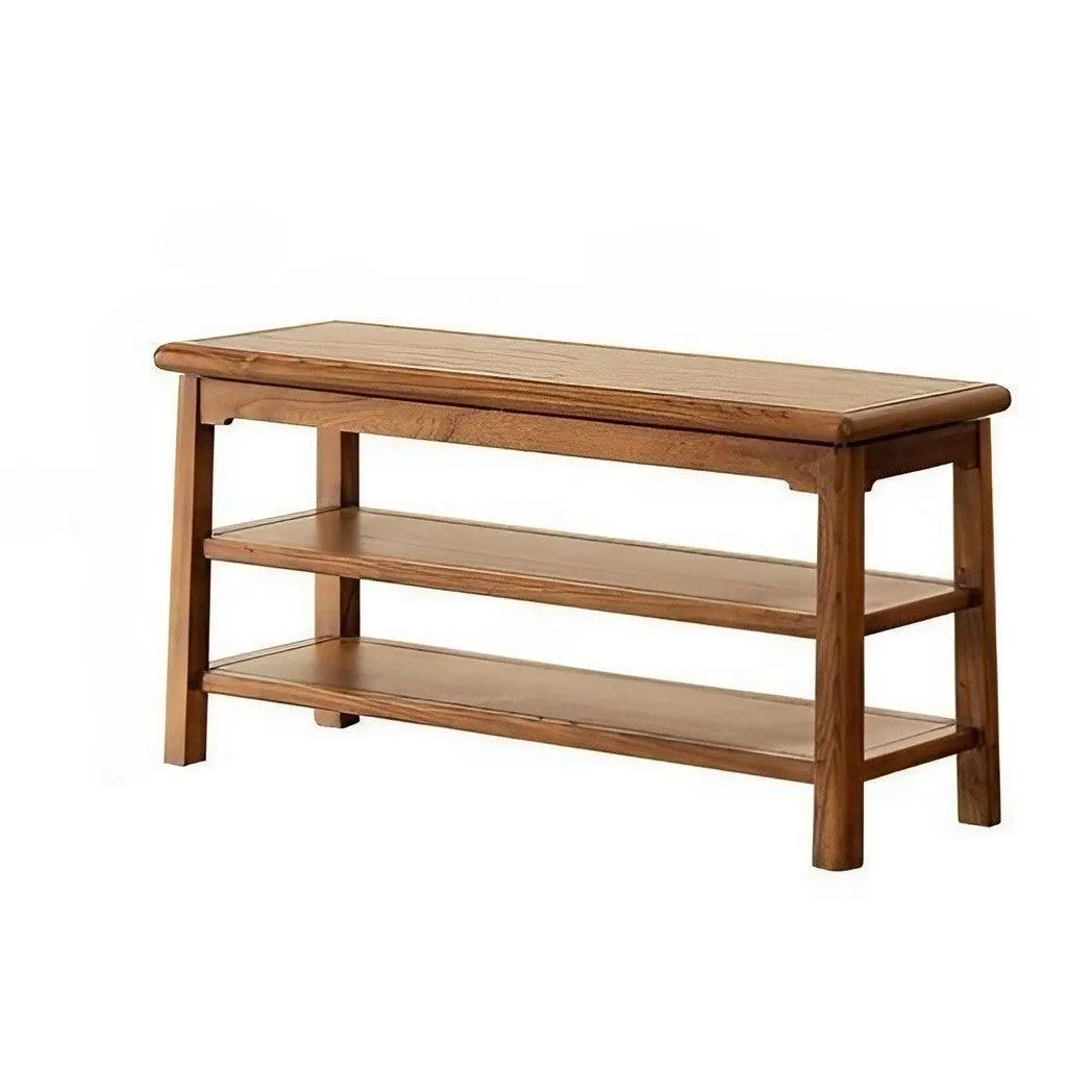 Solid Wood Entrance Shoe Bench Multi-Layer Storage Shoe Rack