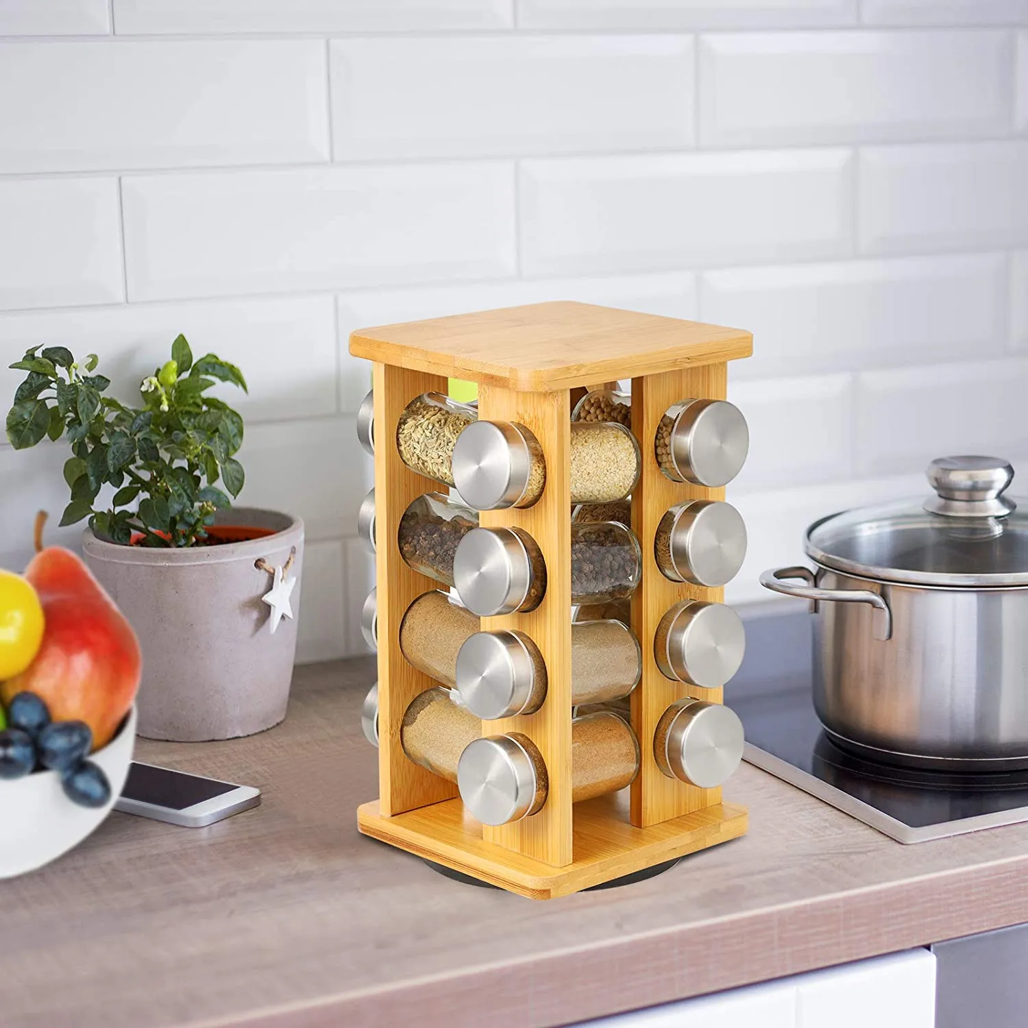 Spice Rack with 16 Jars