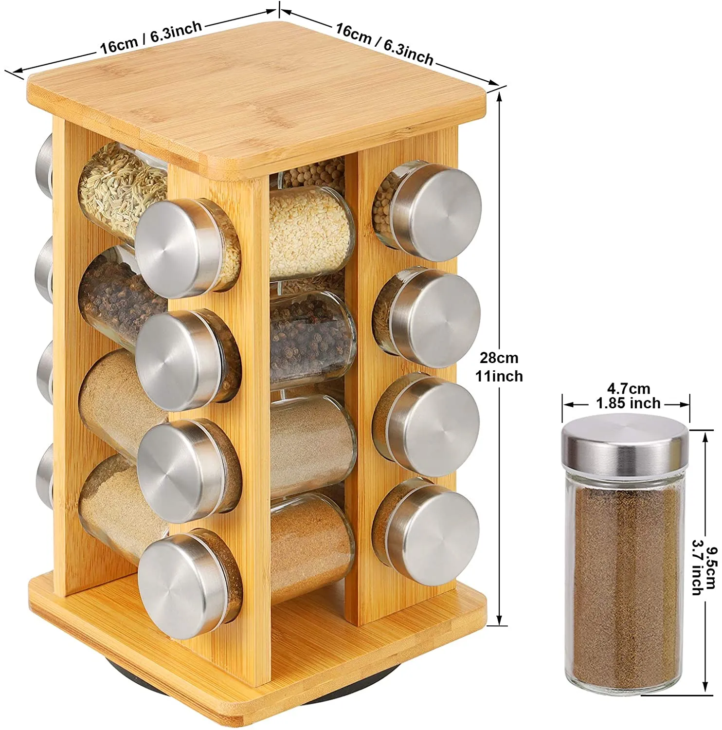 Spice Rack with 16 Jars