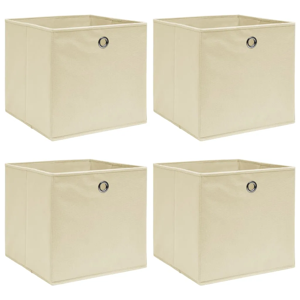 Storage Boxes 4 pcs Cream 32x32x32 cm Fabric