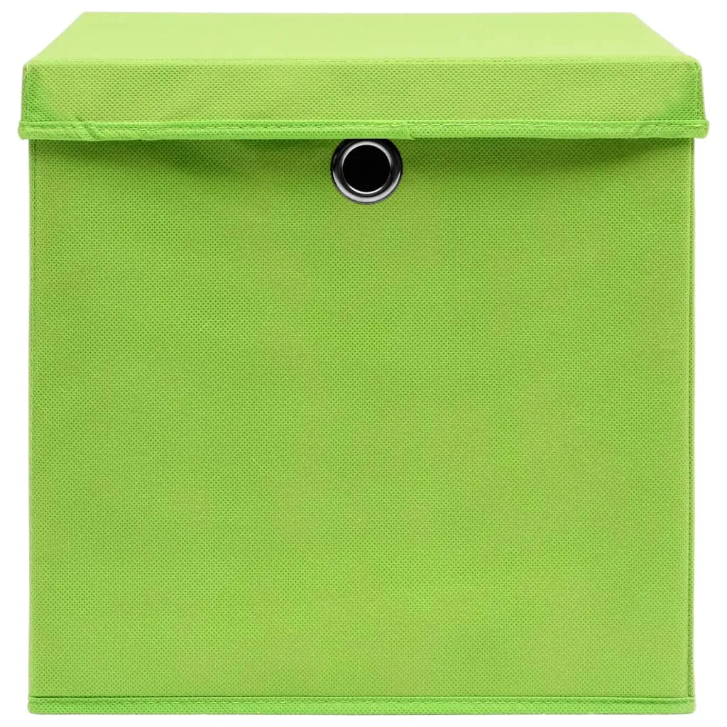 Storage Boxes with Lids 10 pcs Green 32x32x32 cm Fabric