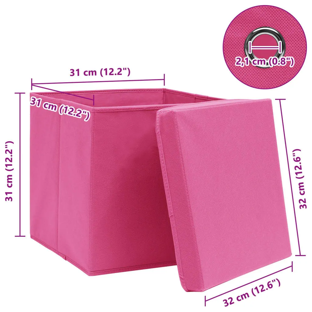 Storage Boxes with Lids 10 pcs Pink 32x32x32 cm Fabric