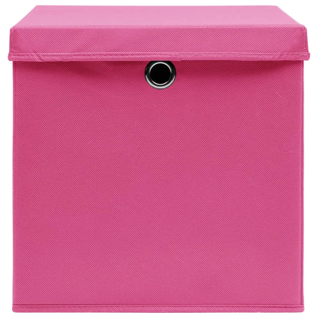 Storage Boxes with Lids 10 pcs Pink 32x32x32 cm Fabric