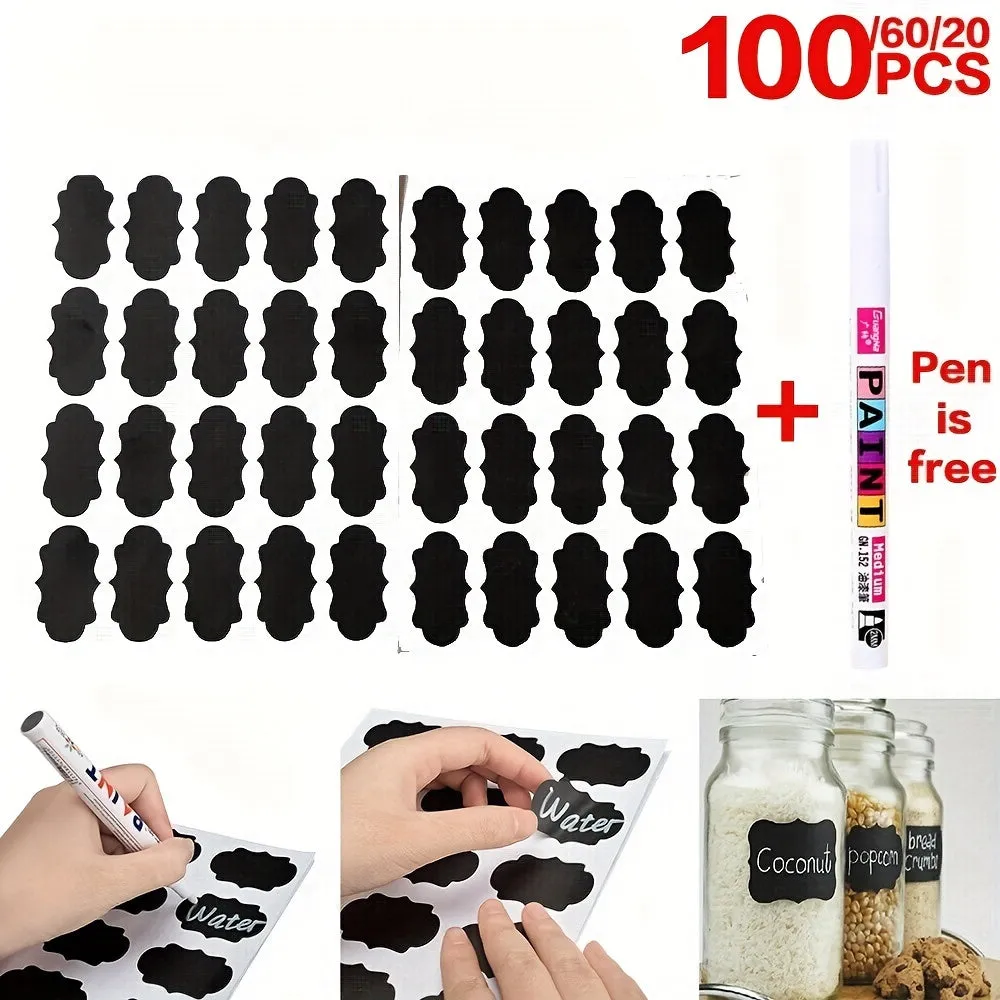 Waterproof Blackboard Labels for Spice Jars  2060100pcs