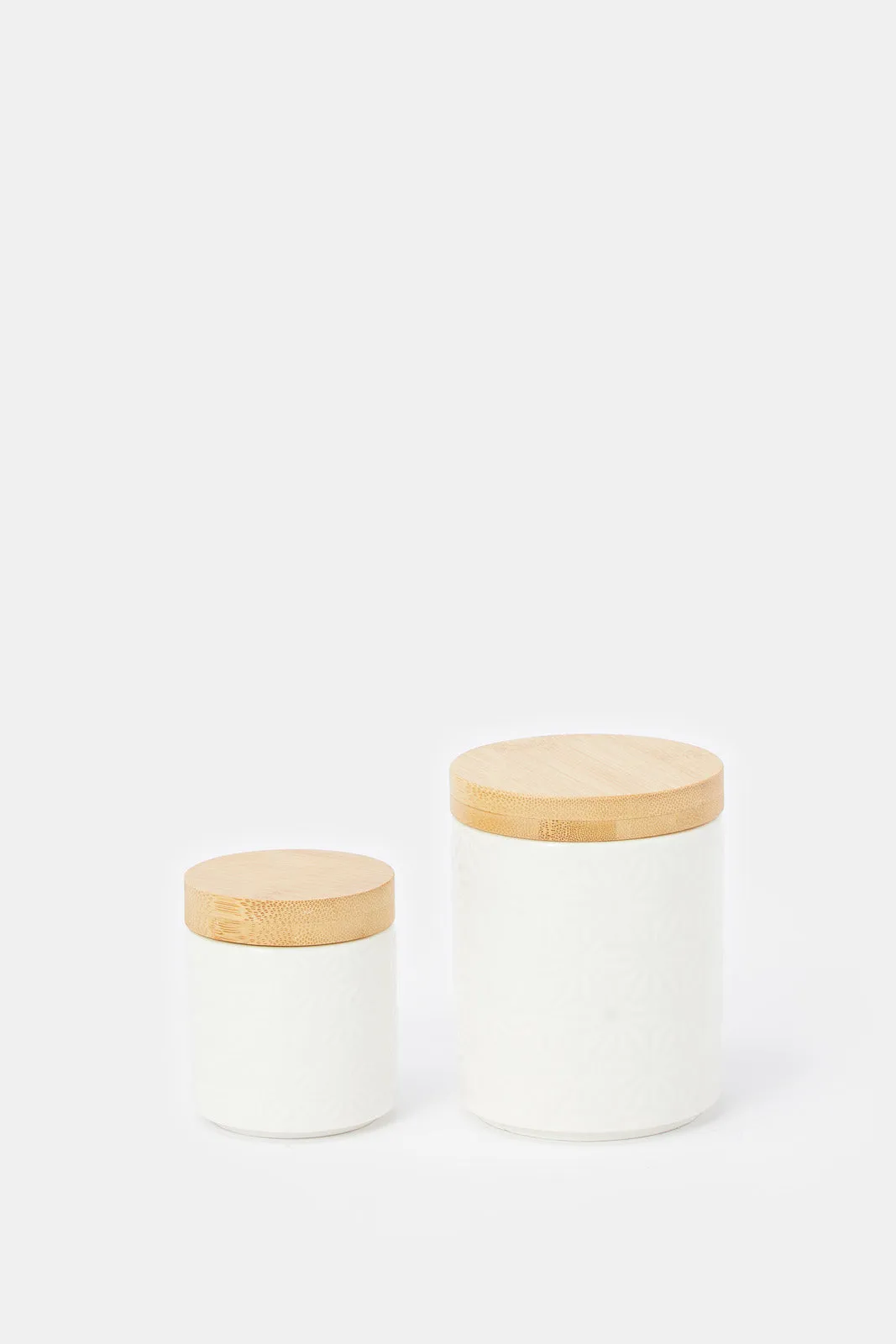 White Geometric Canister Set Wiith Stand (8 Piece)