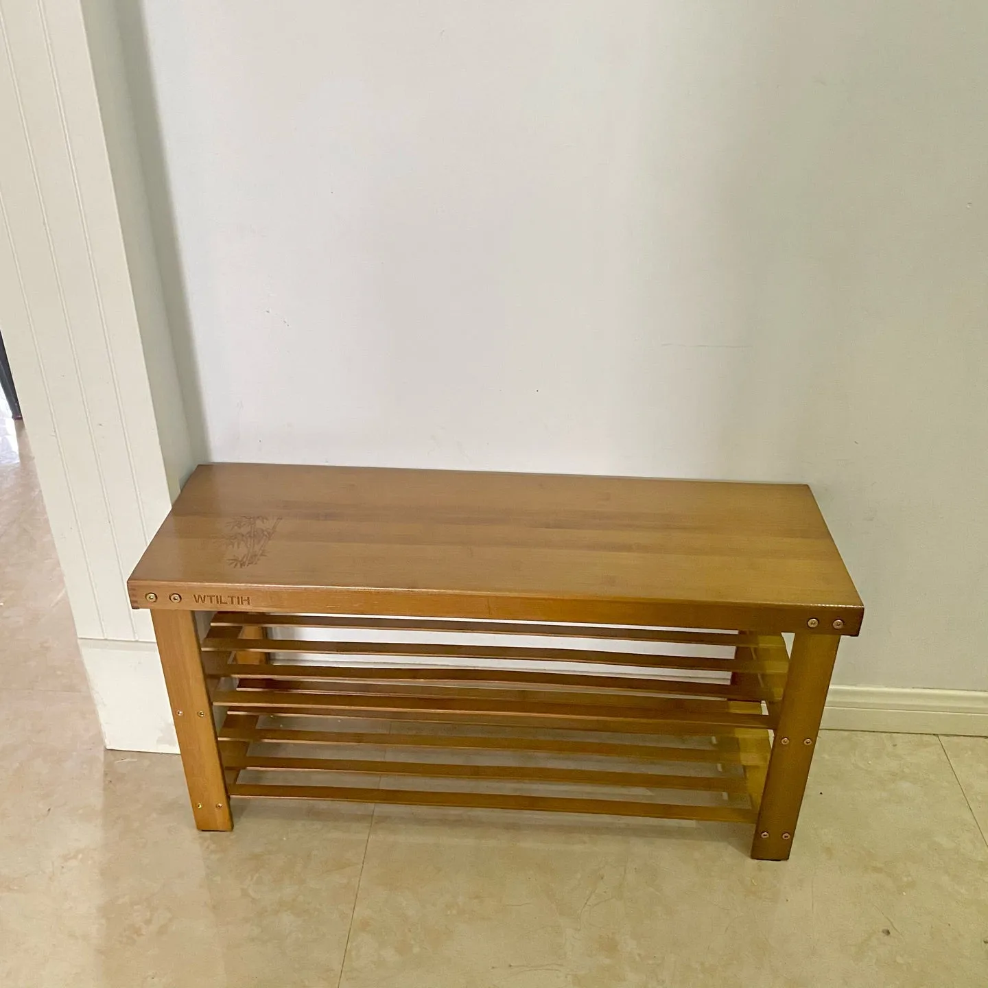 WTILTIH Shoe racks, shoe rack bench, three-layer bamboo shoe storage