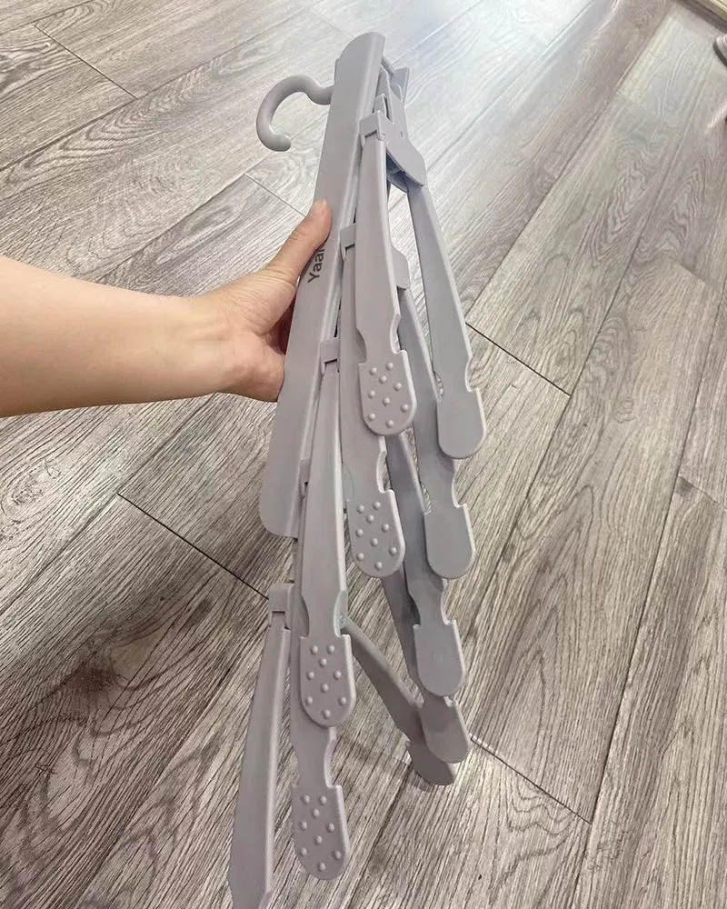 Yaak hanger, trouser hanger to save space, 5-layer non-slip folding trouser hanger, multifunctional clothes hanger for jeans and trousers