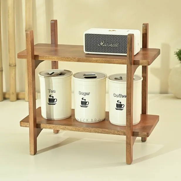 Zen Kitchen Organizer - Handcrafted Wooden Spice Rack with Two Slab Design